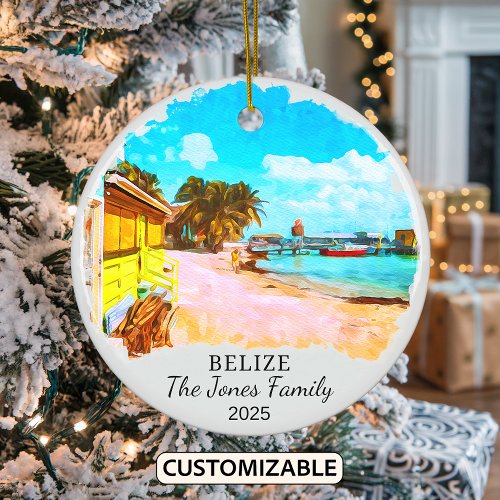 Personalized Belize Ornament, Central America Ceramic Ornament