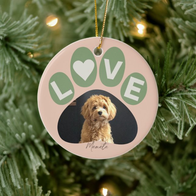 Personalized Beloved Fur Baby Paw Ceramic Ornament (Tree)