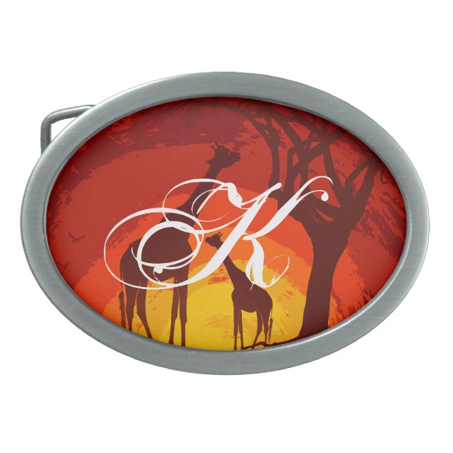 Personalized Belt Buckle African Safari Giraffe Su (Front)