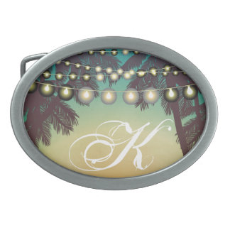 Personalized Belt Buckle Beach Sunset Palm Trees S