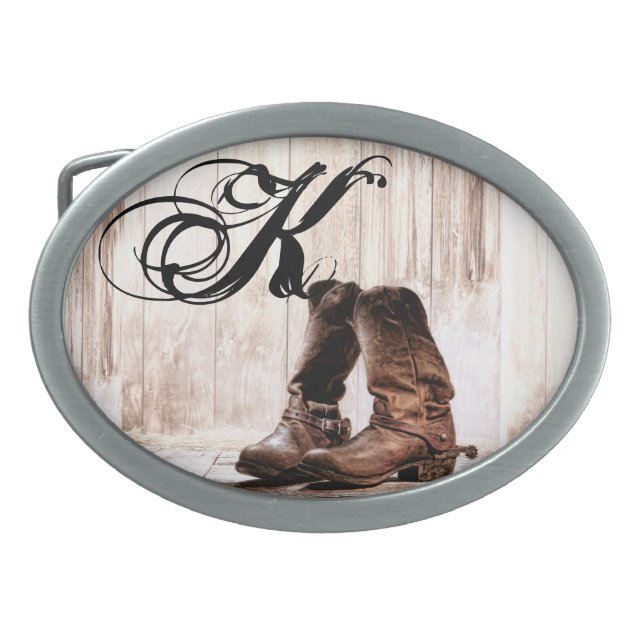 Personalized Belt Buckle Boots Country Rustic West (Front)