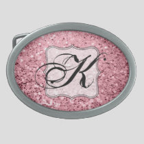 Personalized Belt Buckle Rose Gold Glitter