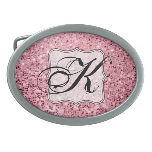 Personalized Belt Buckle Rose Gold Glitter