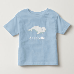 Personalized Beluga Whale and Blue Hearts Arctic Toddler T-shirt