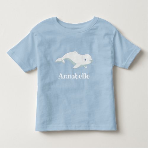 Personalized Beluga Whale and Blue Hearts Arctic Toddler T_shirt