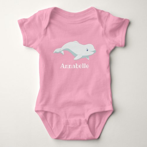 Personalized Beluga Whale Arctic Ocean Baby Bodysuit