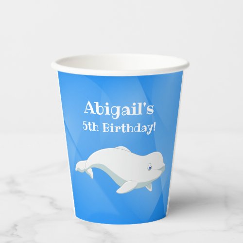 Personalized Beluga Whale Arctic Ocean Birthday Paper Cups