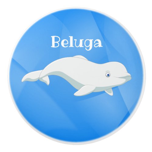 Personalized Beluga Whale Blue White Arctic Ocean Ceramic Knob