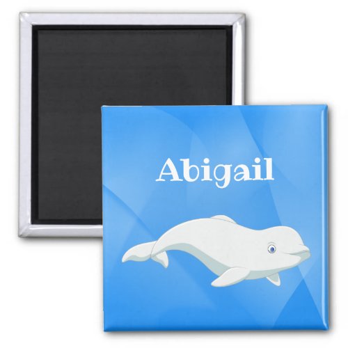 Personalized Beluga Whale Blue White Arctic Ocean Magnet