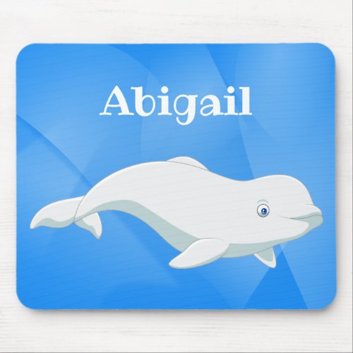 Personalized Beluga Whale Blue White Arctic Ocean Mouse Pad
