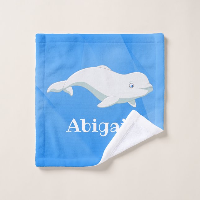 Personalized Beluga Whale Blue, White Arctic Ocean Wash Cloth (Wash Cloth)