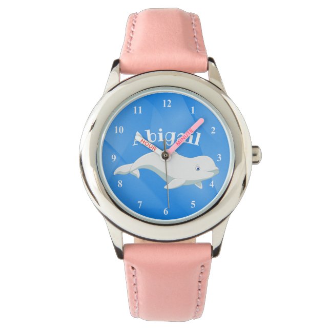 Personalized Beluga Whale Blue, White Arctic Ocean Watch (Front)