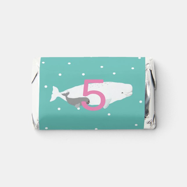 Personalized Beluga Whale Kids Birthday Party Hershey's Miniatures (Front)