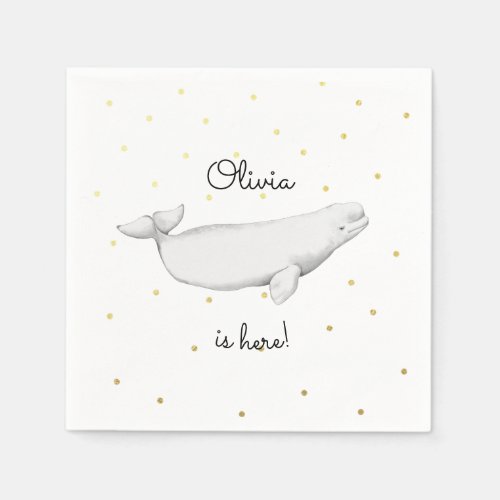 Personalized Beluga Whale New Baby Shower  Napkins