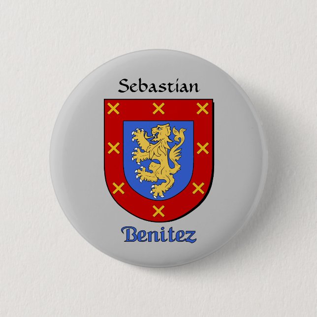 Personalized Benitez Historical Shield Pinback Button (Front)