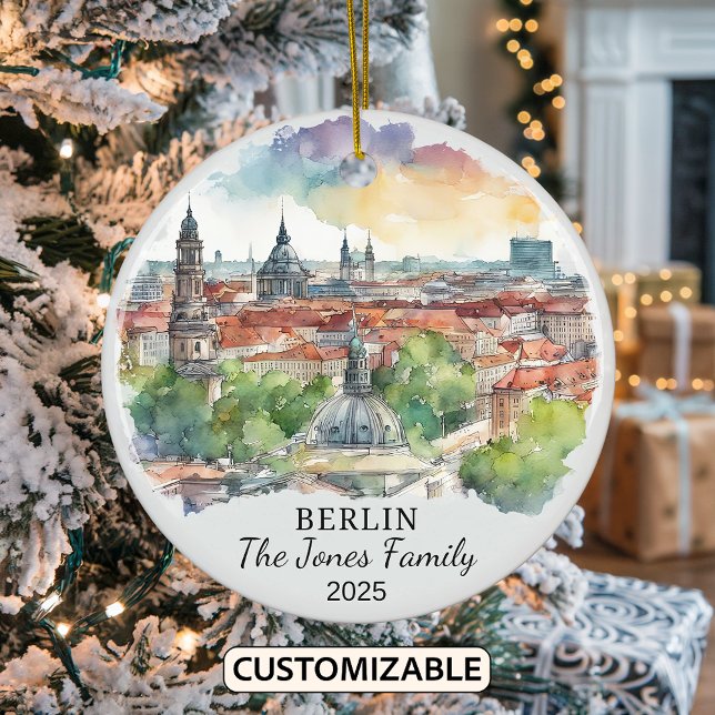 Personalized Berlin Ornament, Germany Gift Ceramic Ornament (Creator Uploaded)