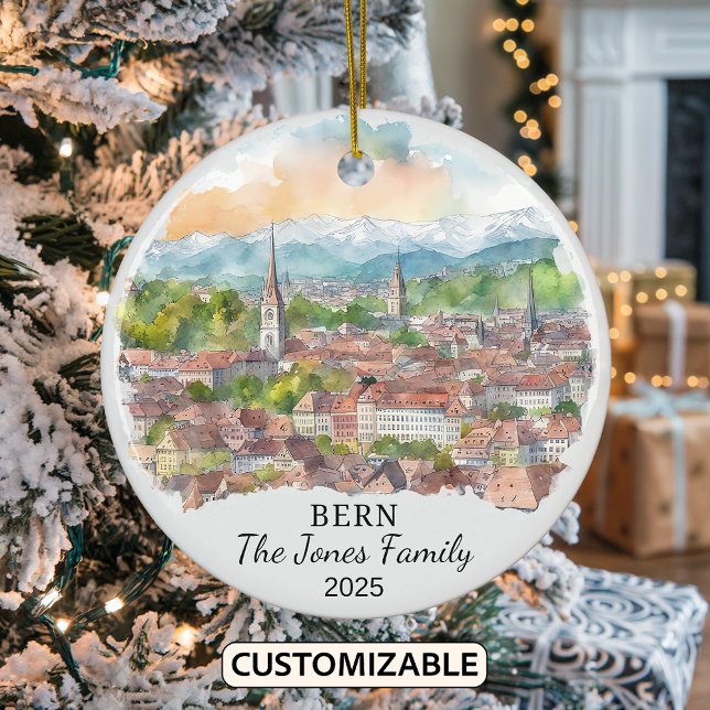 Personalized Bern Ornament, Switzerland Gift Ceramic Ornament (Creator Uploaded)