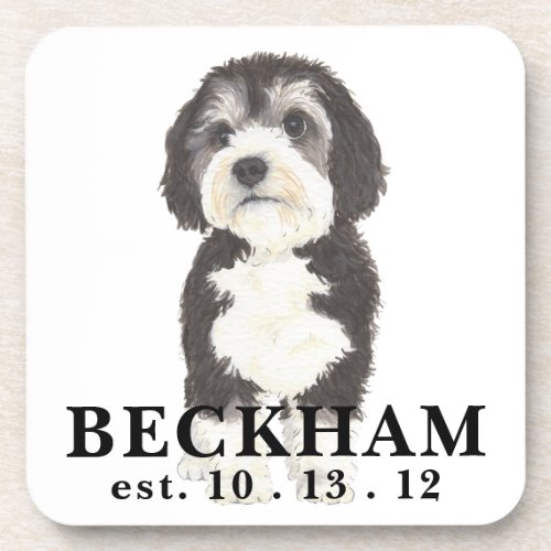 Personalized Bernedoodle Beverage Coaster