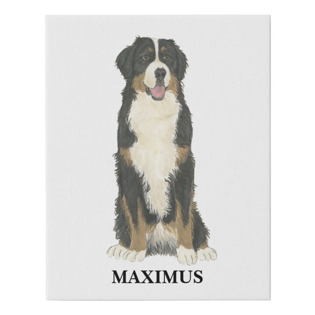 Personalized Bernedoodle Beverage Coaster Faux Canvas Print (Front)