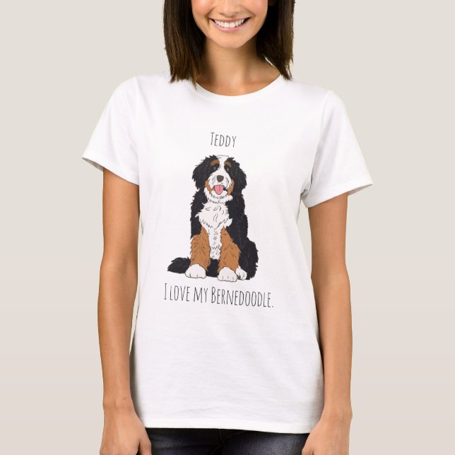 Personalized Bernedoodle Dog Mom Custom Name T-Shirt (Front)