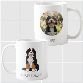 Personalized Bernedoodle Dog Mom Photo and Name Coffee Mug