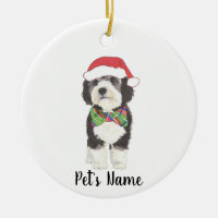 Personalized Bernedoodle Santa Hat & Bowtie