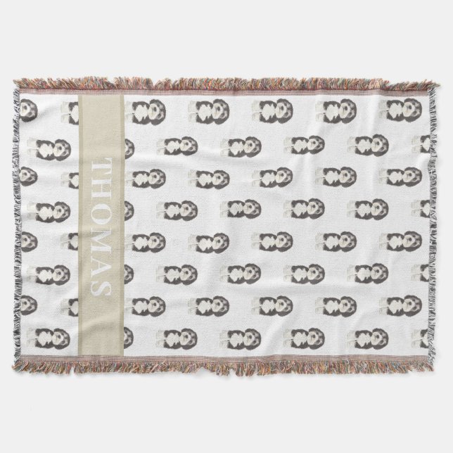 Personalized Bernedoodle Throw Blanket (Front)