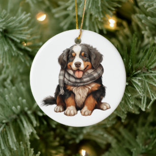 Personalized Bernese Mountain Dog Art Ceramic Ornament