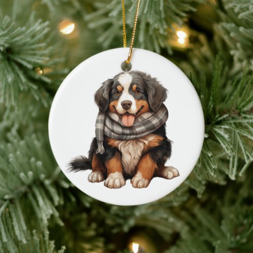 Personalized Bernese Mountain Dog Art Ceramic Ornament
