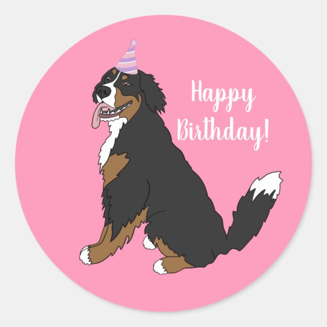 Personalized Bernese Mountain Dog Birthday   Classic Round Sticker (Front)