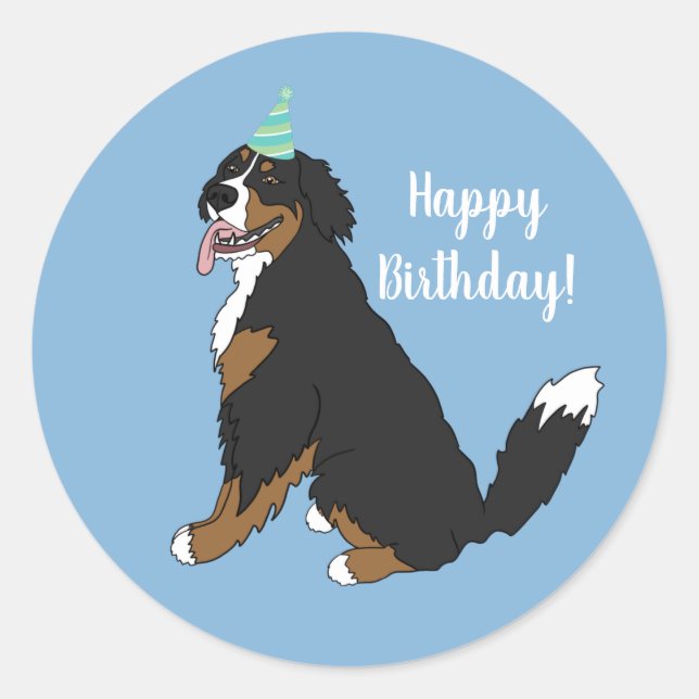 Personalized Bernese Mountain Dog Birthday  Classic Round Sticker (Front)