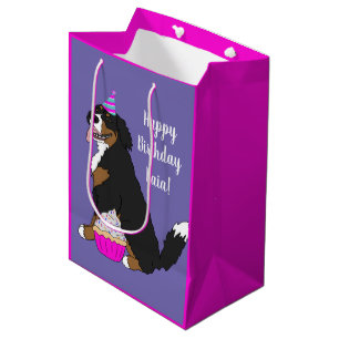 Personalized Bernese Mountain Dog Birthday Medium Gift Bag