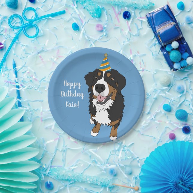 Personalized Bernese Mountain Dog Birthday Paper Plates (Party)