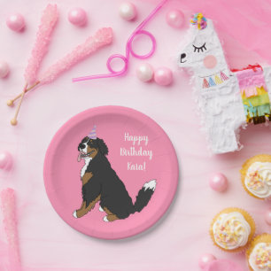 Personalized Bernese Mountain Dog Birthday Paper Plates