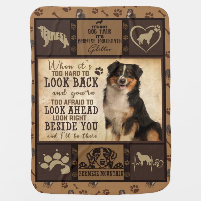 Personalized Bernese Mountain Dog Blanket Gift (Front)