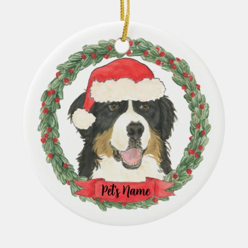 Personalized Bernese Mountain Dog Ceramic Ornament