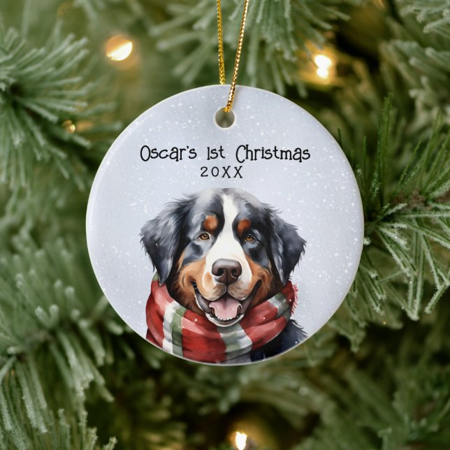 Personalized Bernese Mountain Dog Ceramic Ornament (Tree)
