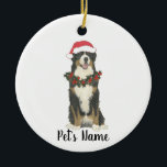 Personalized Bernese Mountain Dog Christmas Ceramic Ornament<br><div class="desc">Make the nice list this year with a personalized Christmas ornament of your favorite little Bernese mountain dog santa elf! For the sweetest gifts,  pair it with a matching art print or another item from my collection!</div>