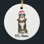 Personalized Bernese Mountain Dog Christmas Ceramic Ornament<br><div class="desc">Make the nice list this year with a personalized Christmas ornament of your favorite little Bernese mountain dog santa elf! For the sweetest gifts,  pair it with a matching art print or another item from my collection!</div>