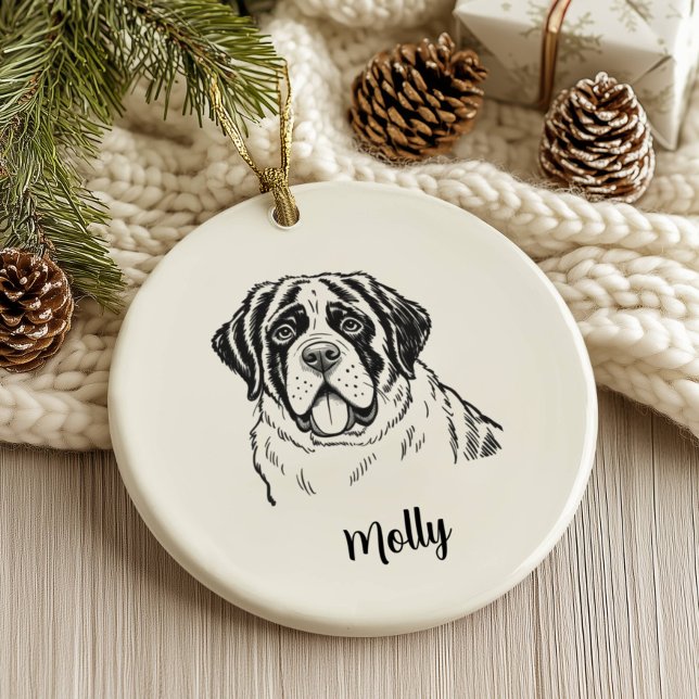 Personalized Bernese Mountain Dog Christmas Ceramic Ornament (Creator Uploaded)