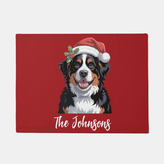 Personalized Bernese Mountain Dog Christmas        Doormat (Front)