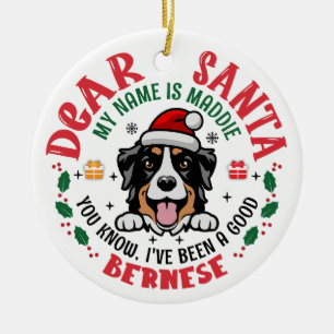 Personalized Bernese Mountain Dog Christmas Tree Ceramic Ornament