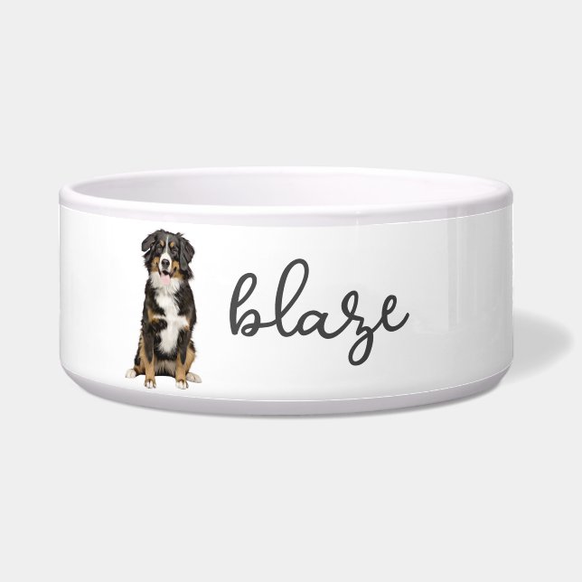 Personalized Bernese Mountain Dog Dog Food Bowl (Front)
