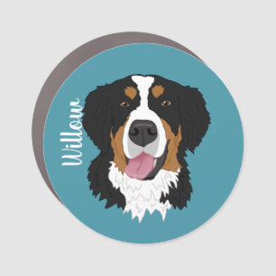 Personalized Bernese Mountain Dog Puppy Car Magnet
