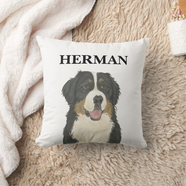 Personalized Bernese Mountain Dog Throw Pillow (Blanket)