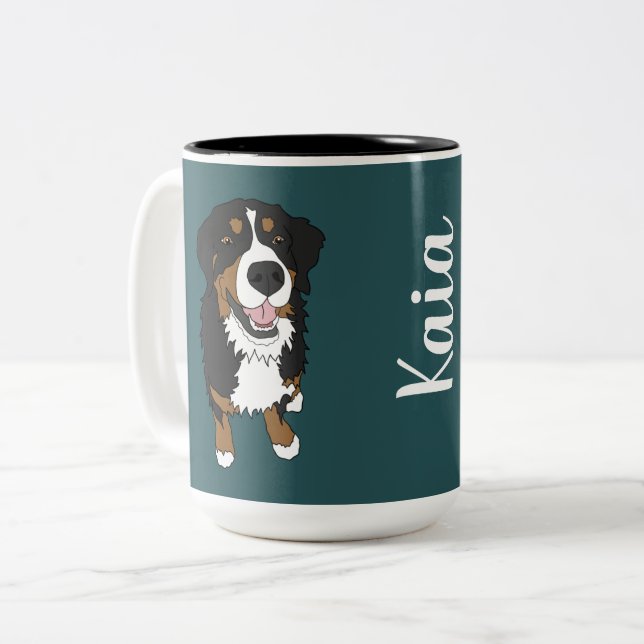 Personalized Bernese Mountain Dog   Two-Tone Coffee Mug (Front Left)