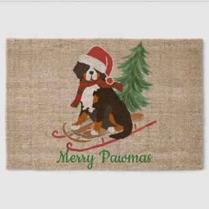 Personalized Bernese Mt Dog Christmas Sled Fiber Doormat