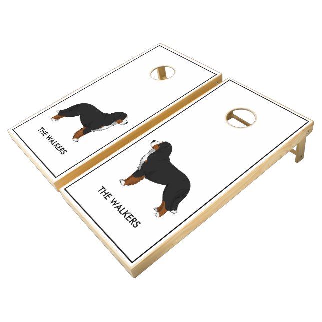 Personalized Bernese Mt Dog Silhouette Cornhole Set (Angled)