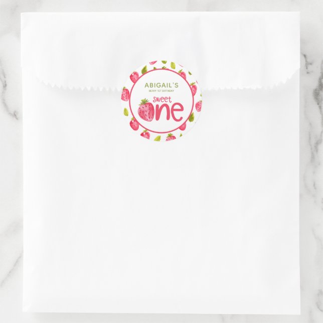 Personalized Berry First Birthday Classic Round Sticker (Bag)