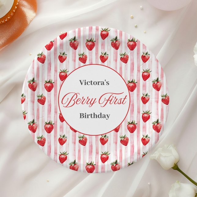 Personalized 'Berry First' Birthday Plates (Creator Uploaded)